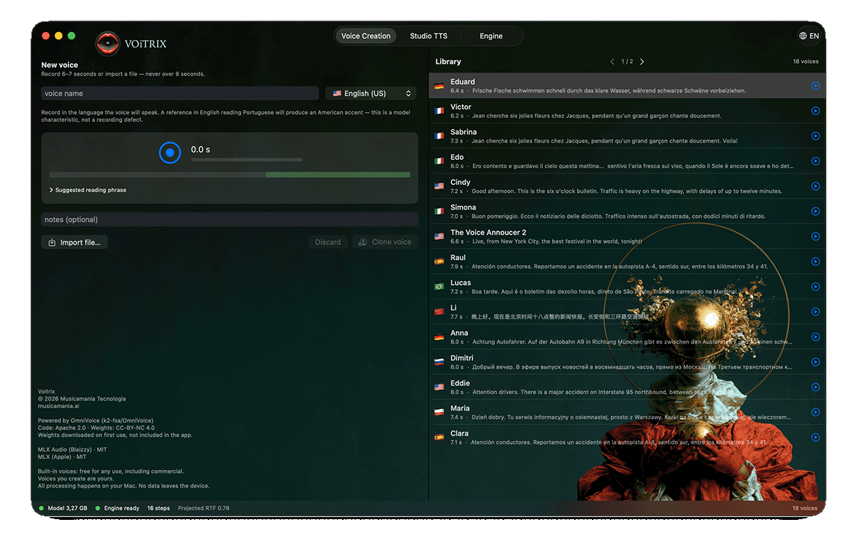 Voitrix interface